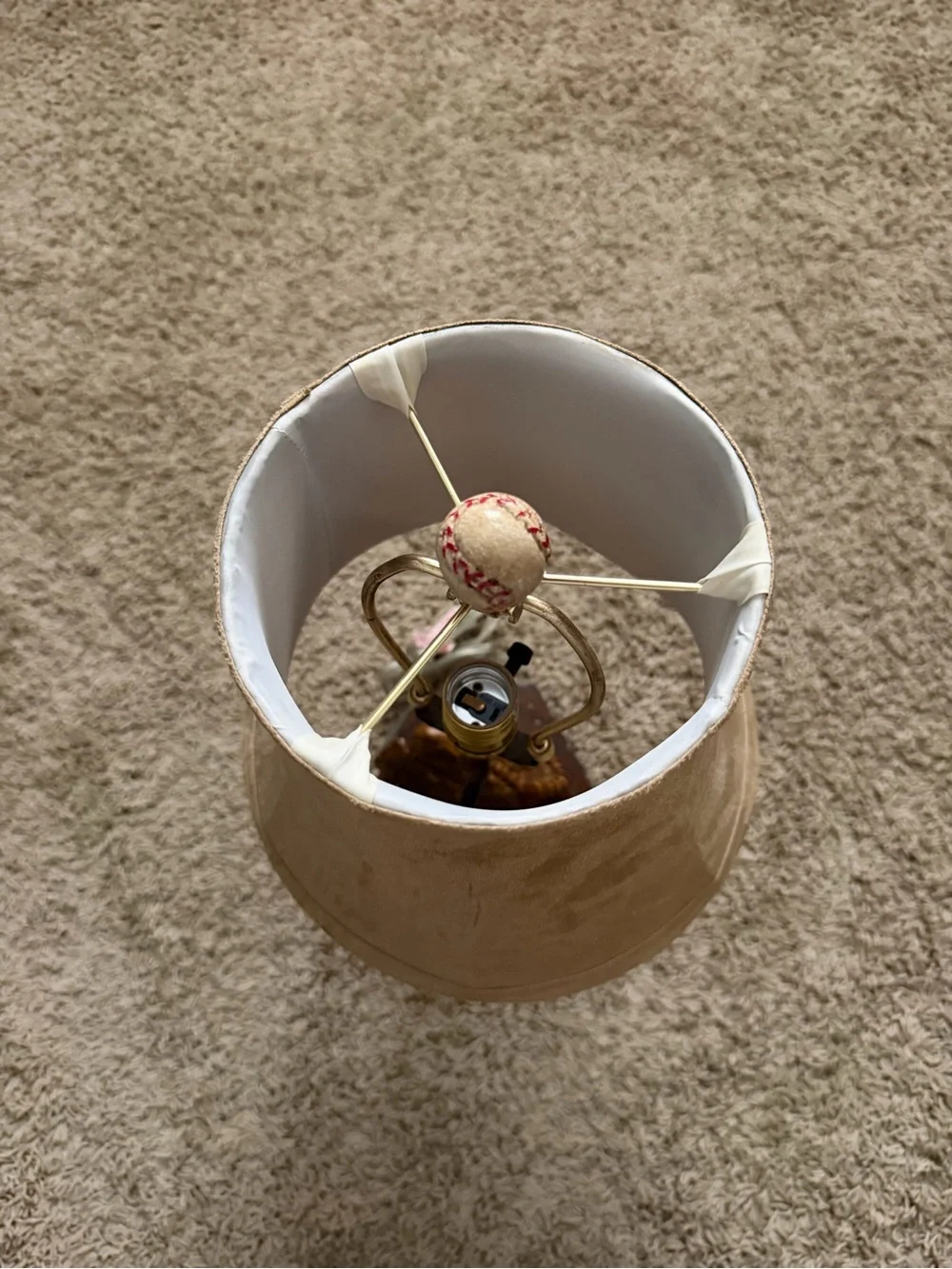 Vintage Baseball Lamp Ball and Glove Base Desk Top Dresser Sports (Tested)